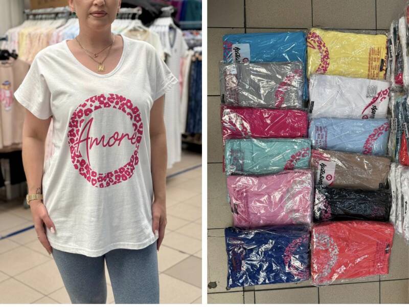 Bluzka damska ( Turecki produkt) Roz Standard , Mix Kolor .Paczka 12 szt